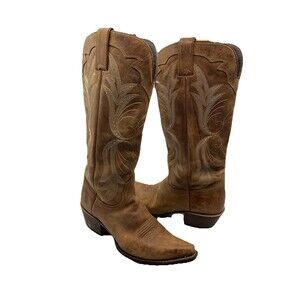 Nocona Ladies Western Boot Tan Westlin Calf Foot And Narrow Snip Toe Size 7